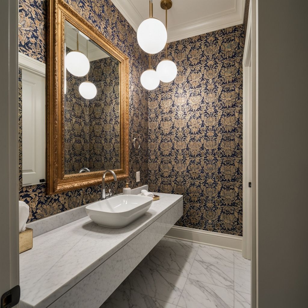 Elegant powder room renovation in Concord